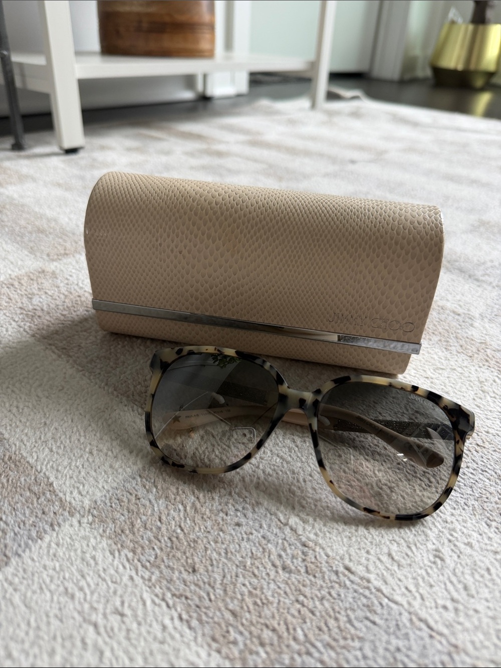 Jimmy Choo Beige Sunglasses with Tortoiseshell Frame